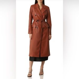 Avec Les Filles Faux Leather Trench Coat